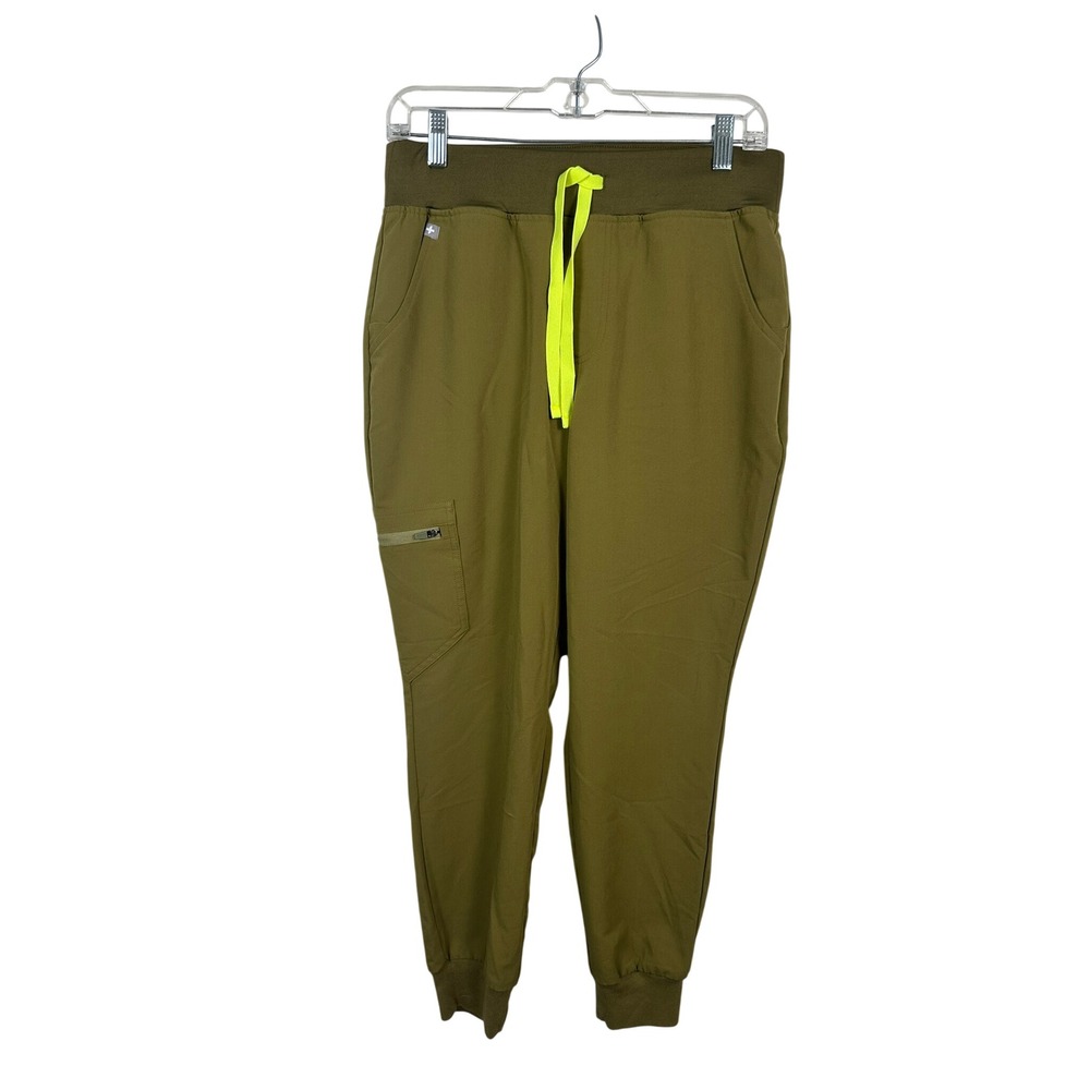 FIGS Scrub Joggers Women Medium Petite Olive Green Excellent Cargo Pockets M/P